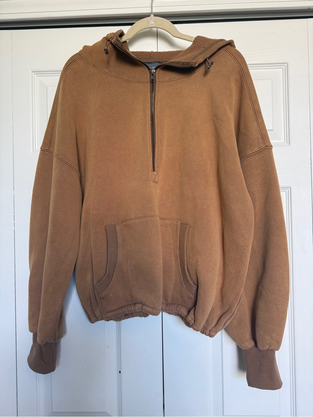 NWOT 🤎 Women's Half-Zip Hooded Pullover in Caramel Brown